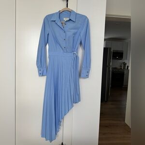 Maeve Pleated Asymmetrical Button Up Shirt Dress